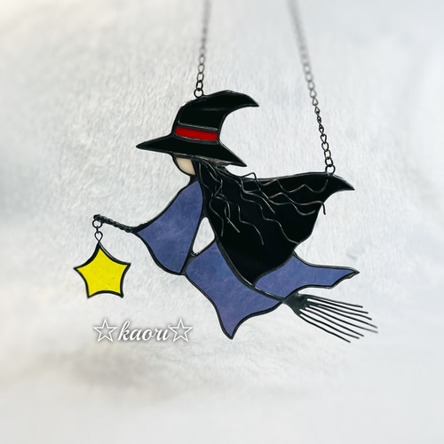 ステンドグラス　ハロウィンモチーフのモビール(魔女、おばけ、カボチャ) ステンドグラス ハロウィンⅡ ステンドグラス ハロウィンの