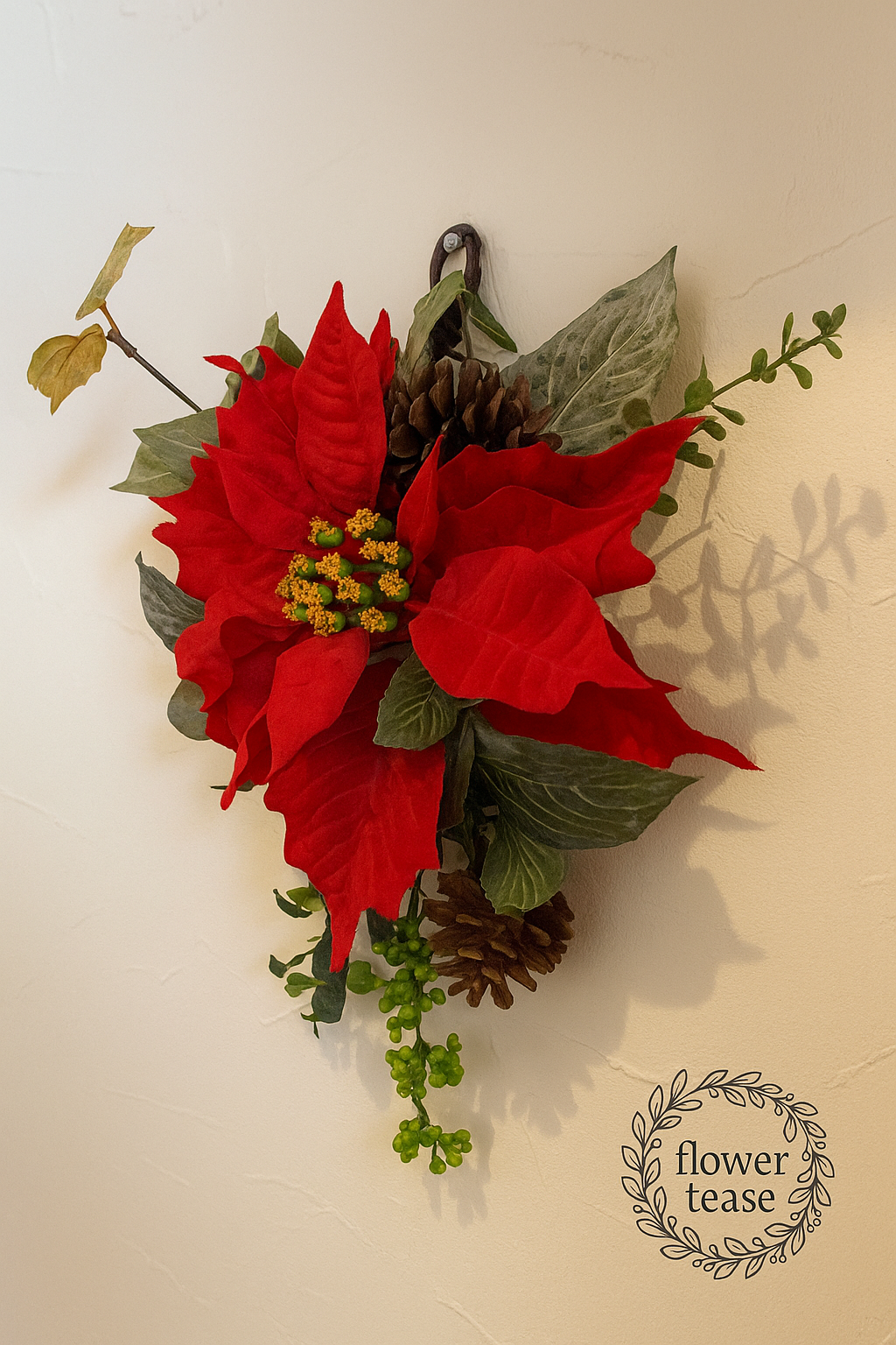 ❣️クリスマス向け！ポインセチアのシンプルオーナメント