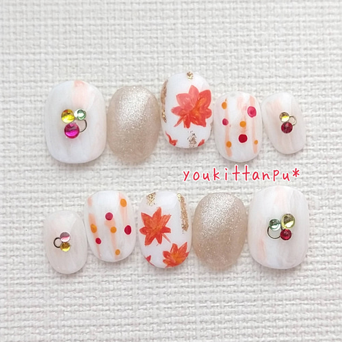 ひらひらもみじ＊ネイルチップ つけ爪 ブライダル ウェディング 結婚式