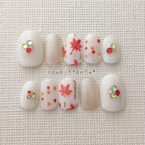 ひらひらもみじ＊ネイルチップ つけ爪 ブライダル ウェディング 結婚式