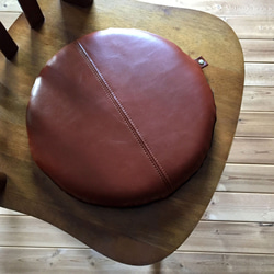 本革の円形座布団クッションC-1（ブラウン）（マチ無しタイプ） ソファ