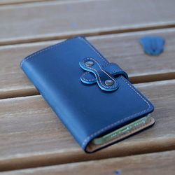 ☆ホヌ☆プルメリア☆本革スマホケース☆ハンドメイド☆オーシャン