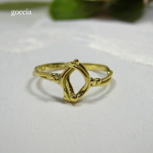 K18植物デザイン彫りゴールドリング17号1635K2502④