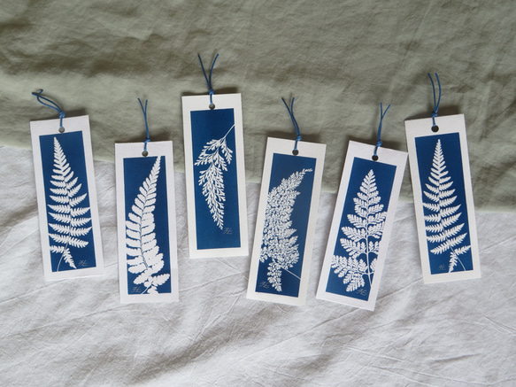 植物のシルエット。 Cyanotype ブックマーク (4 in 1 セット) Botanic Cyanotype ブックマーク 10枚目の画像