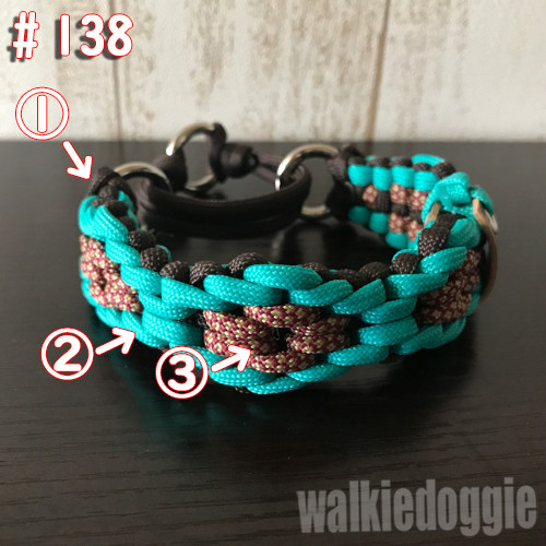 パラコードシンプル首輪#138 小型犬〜超大型犬向き ハーフチョーク