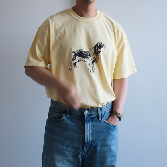 ヴィンテージライク オーバーシルエット半袖Tシャツ / DOG / バター 1枚目の画像