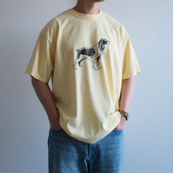 ヴィンテージライク オーバーシルエット半袖Tシャツ / DOG / バター 2枚目の画像