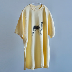 ヴィンテージライク オーバーシルエット半袖Tシャツ / DOG / バター 4枚目の画像