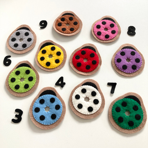 学びのてんとう虫ひも通し、知育玩具、モンテッソーリ、幼児教育