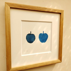 紙版画作品「apple」※木製額縁入り【10点限定】 4枚目の画像