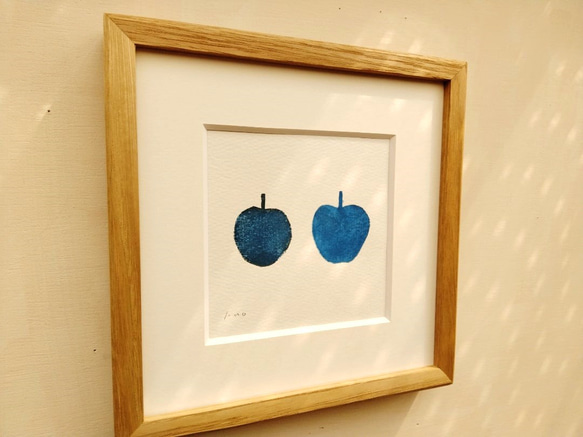紙版画作品「apple」※木製額縁入り【10点限定】 4枚目の画像