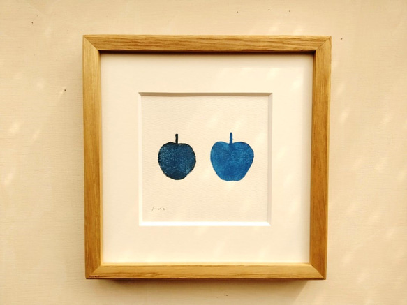 紙版画作品「apple」※木製額縁入り【10点限定】 3枚目の画像