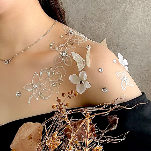 F90＊エレガントフラワー&ツタデザイン 結婚式＊ボディージュエリー