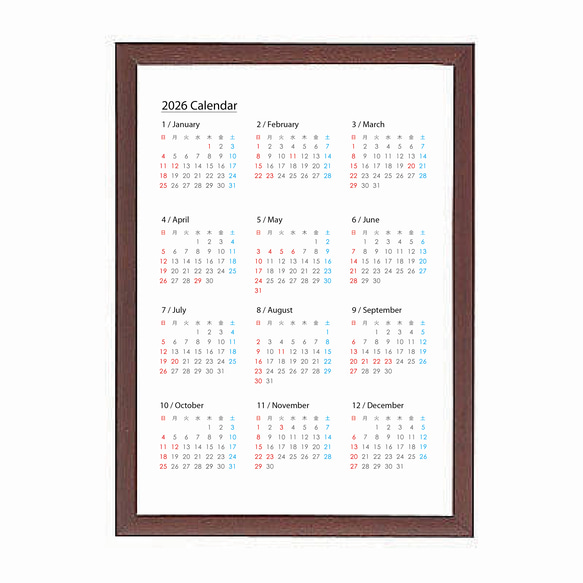 A3サイズ] 2026年 シンプル カレンダー ポスター カレンダー aud 通販