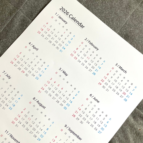 A3サイズ] 2026年 シンプル カレンダー ポスター カレンダー aud 通販