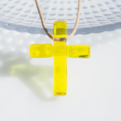 十字玻璃「十字[黃色]」項鍊[可以選擇繩子的顏色和長度][可以選擇粗鏈][訂做]&lt;&lt;免運費&gt;&gt; 第8張的照片