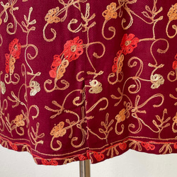 華やかなカシミール刺繍のスカート 赤茶 セミタイト S 6枚目の画像
