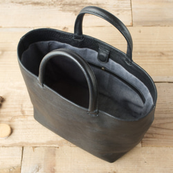 【受注製作】レザーミニトートバッグ lmtt2-M ［ブラック］ 6枚目の画像