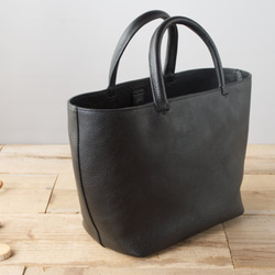 【受注製作】レザーミニトートバッグ lmtt2-M ［ブラック］ 2枚目の画像