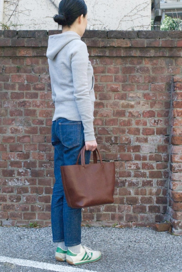 【受注製作】レザーミニトートバッグ lmtt2-M ［ブラック］ 8枚目の画像