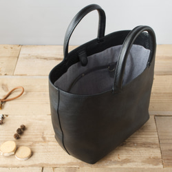 【受注製作】レザーミニトートバッグ lmtt2-M ［ブラック］ 5枚目の画像