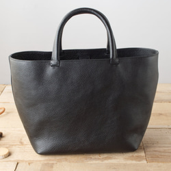 【受注製作】レザーミニトートバッグ lmtt2-M ［ブラック］ 1枚目の画像