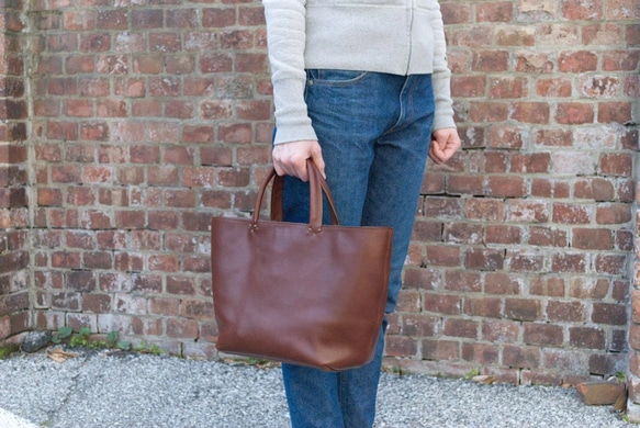 【受注製作】レザーミニトートバッグ lmtt2-M ［ブラック］ 7枚目の画像