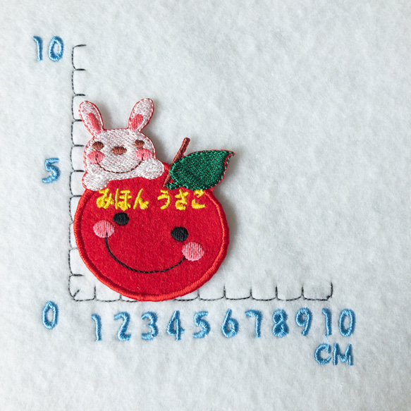 大きめ　ワッペン　リンゴと一緒　動物変更可能　約8×6cm　 3枚目の画像