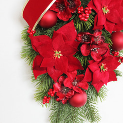 SALE♪「送料無料」レッド系クリスマススワッグリース 5枚目の画像