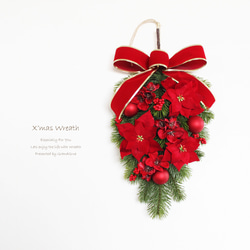 SALE♪「送料無料」レッド系クリスマススワッグリース 1枚目の画像