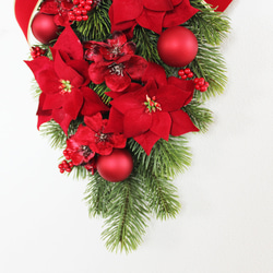 SALE♪「送料無料」レッド系クリスマススワッグリース 6枚目の画像