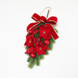 SALE♪「送料無料」レッド系クリスマススワッグリース 8枚目の画像