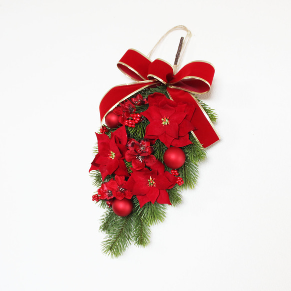 SALE♪「送料無料」レッド系クリスマススワッグリース 8枚目の画像