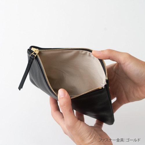革のフラットポーチL Black ポーチ Fuku 通販 4781686｜Creema