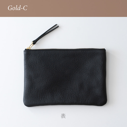 ★フラットポーチセット★ 革のフラットポーチL Black ポーチ Fuku 通販 4781686｜Creema(クリーマ)