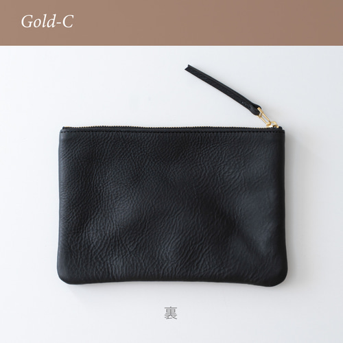 革のフラットポーチL Black ポーチ Fuku 通販 4781686｜Creema(クリーマ)