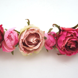 花冠　オールドローズ・アンティーク　薔薇・ピンク　結婚式☆ブライダル☆ウエディング☆花かん☆花かんむり 9枚目の画像