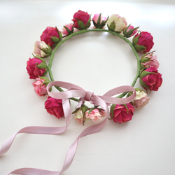 花冠　オールドローズ・アンティーク　薔薇・ピンク　結婚式☆ブライダル☆ウエディング☆花かん☆花かんむり 15枚目の画像
