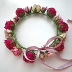 花冠　オールドローズ・アンティーク　薔薇・ピンク　結婚式☆ブライダル☆ウエディング☆花かん☆花かんむり 8枚目の画像