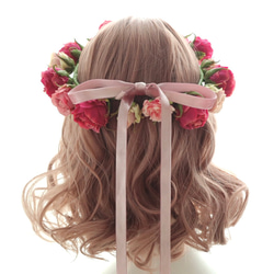 花冠　オールドローズ・アンティーク　薔薇・ピンク　結婚式☆ブライダル☆ウエディング☆花かん☆花かんむり 3枚目の画像