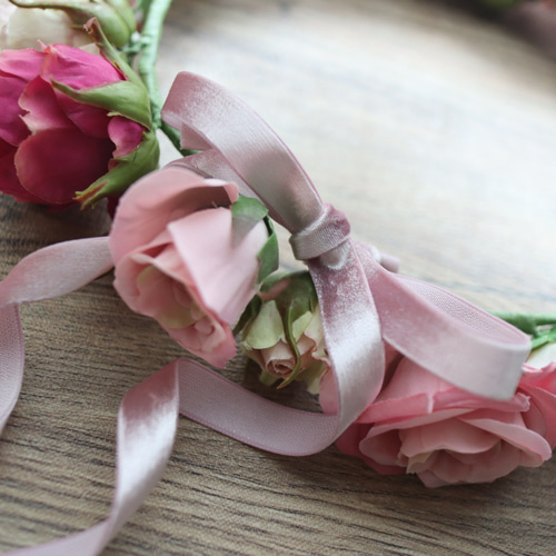 花冠＊オールドローズとアンティークピンクの花かんむり＊ウェディング