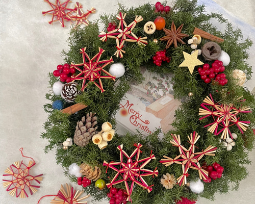 ラスト1 ヒンメリオーナメントのクリスマスリース リース my craft