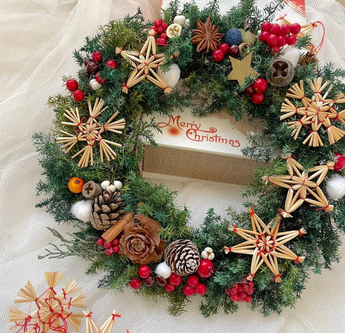 creema限定ヒンメリオーナメントのクリスマスリース 25.26cm