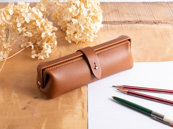 Paka-pen #コニャック イタリアンレザーのペンケース ペンケース