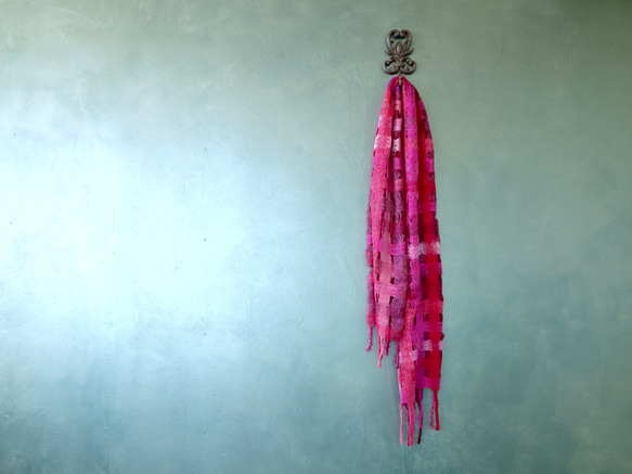 手工編織披肩 天空羽織 粉紅色漸層 手工編織 TSMM1745 第5張的照片