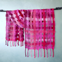 手織り ストール 空羽織 ピンク グラデーション Handwoven TSMM1745 4枚目の画像
