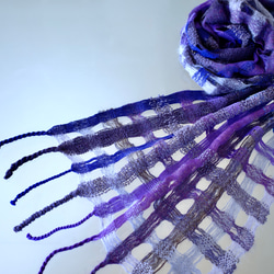 手工編織披肩 天空羽織 紫色漸層手工編織 TSML1754 第3張的照片
