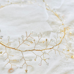 【再販】特別な1日のヘアーアイテム*キラキラボタニカル小枝のワイヤーアクセサリー花かんむり 8枚目の画像