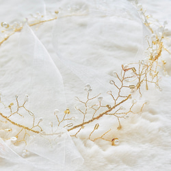【再販】特別な1日のヘアーアイテム*キラキラボタニカル小枝のワイヤーアクセサリー花かんむり 11枚目の画像