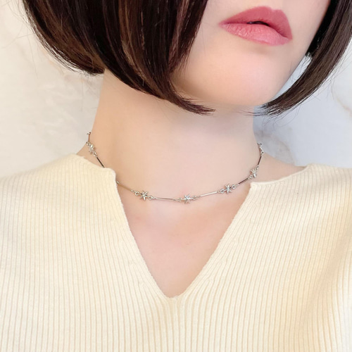 シルバー：お星様には貴方の微笑み：星座のチョーカーネックレス